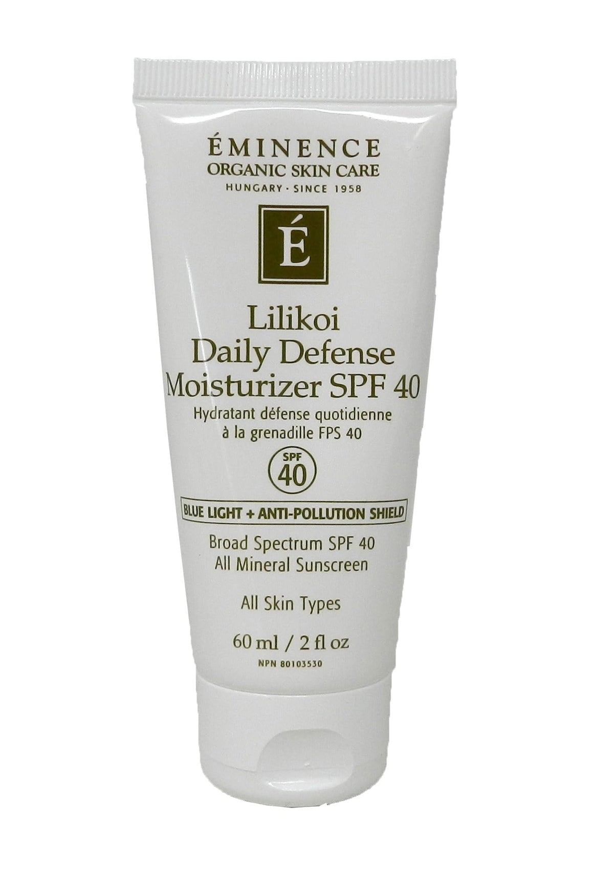 Eminence Lilikoi front packaging showing SPF label and vanilla scent benefit