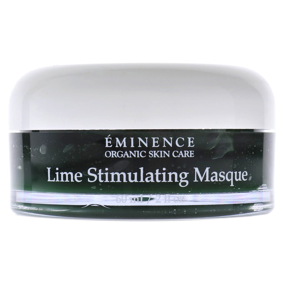 Eminence Organic Lime Stimulating Masque front jar showing label and size for easy identification and quick selection