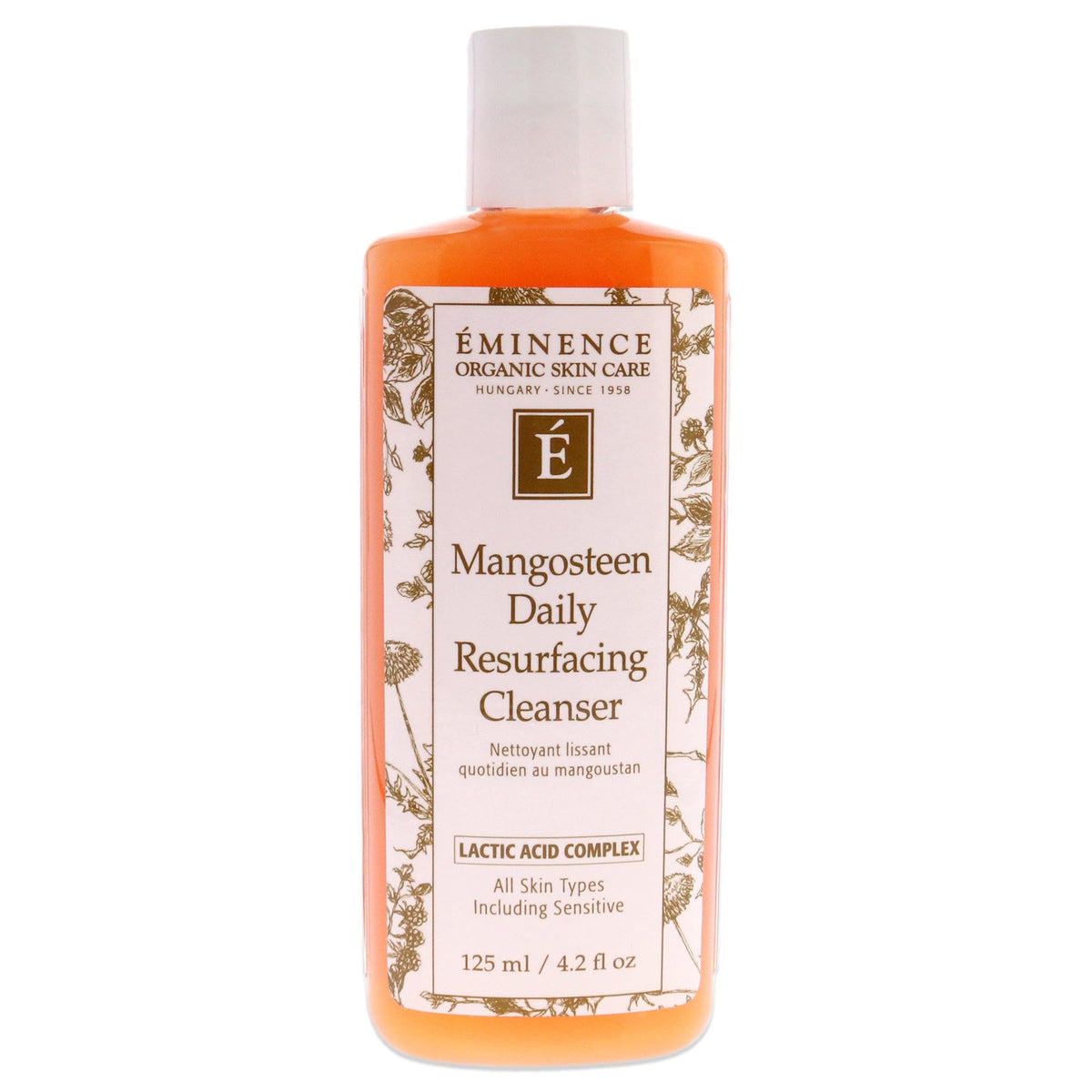 Eminence mangosteen front packaging showing bottle and label, clarifies product use