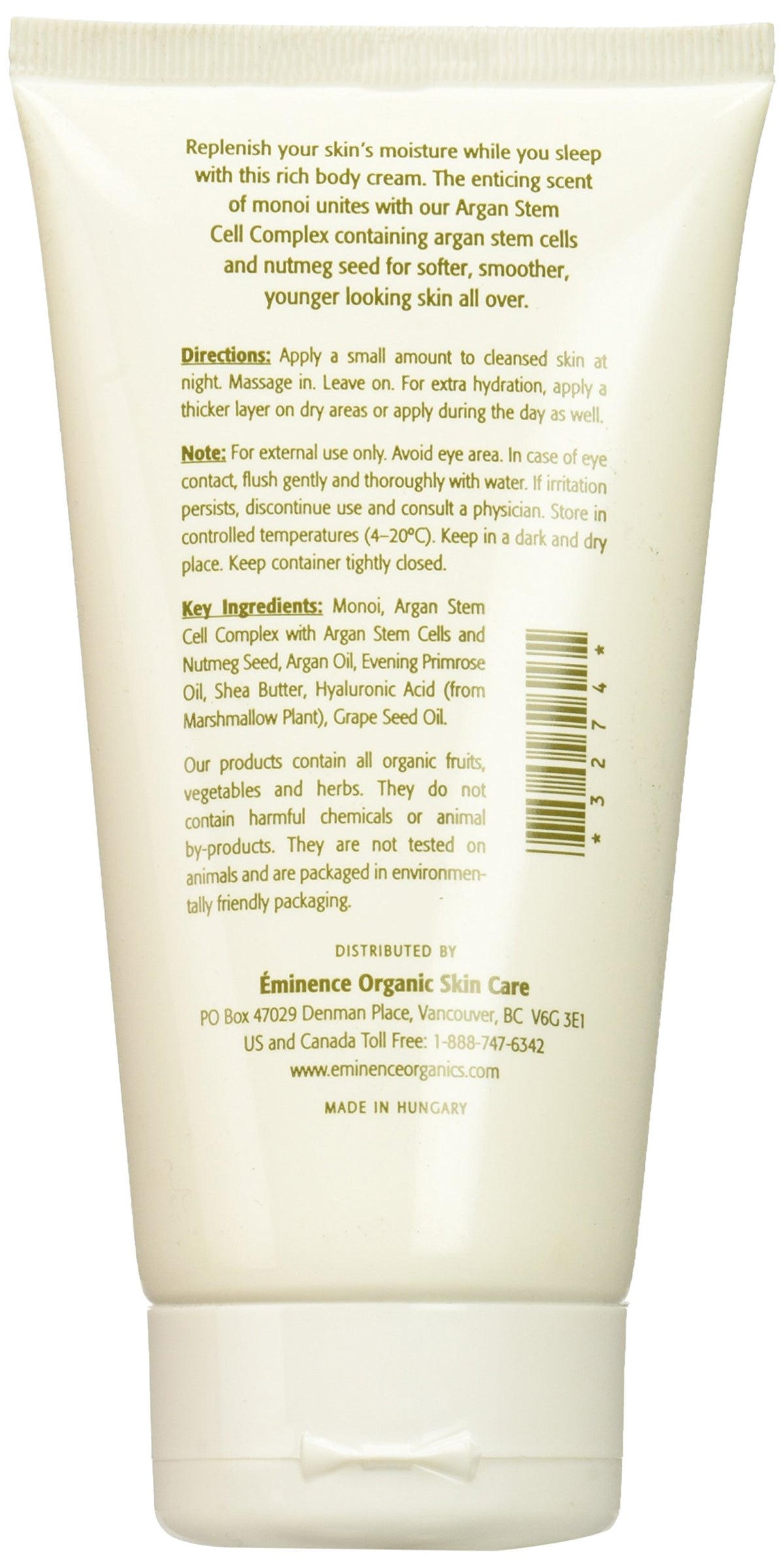 Close-up of Eminence cream texture on hand highlighting deep moisture and smoothing benefit