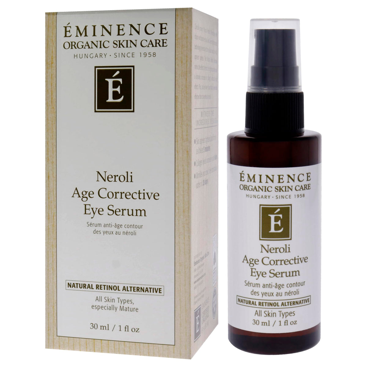 Eminence neroli oil jar close-up emphasizing botanical ingredient benefits