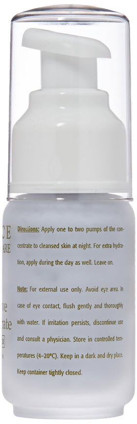 Eminence nighttime serum on bedside table showing routine convenience and calming benefit