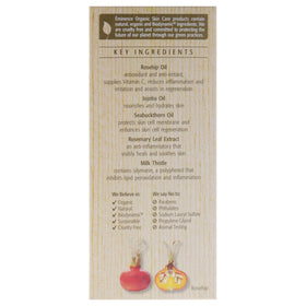 Eminence label detail close-up highlighting ingredient transparency benefit