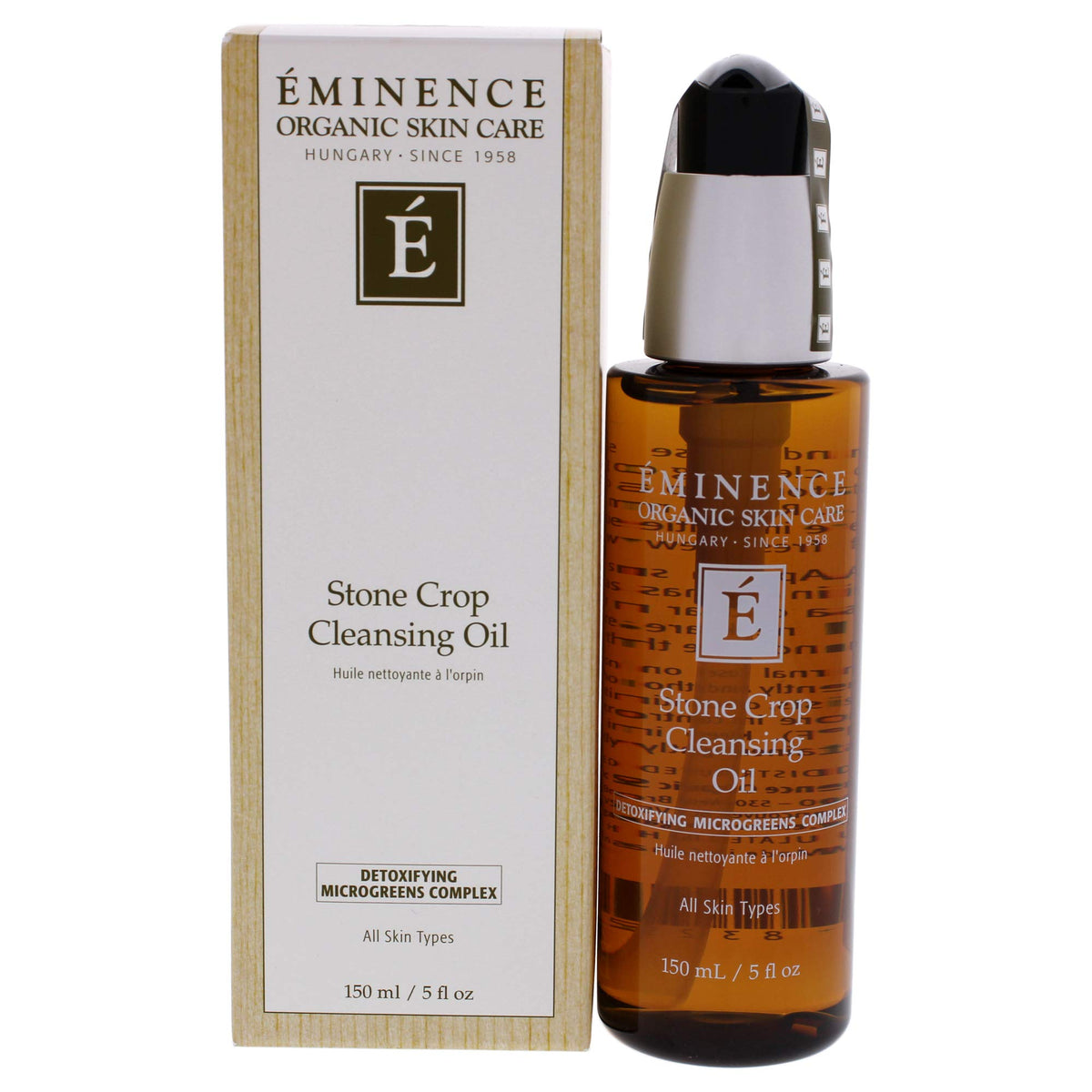 Eminence front packaging showing bottle and label, clear product identity and gentle cleansing benefit