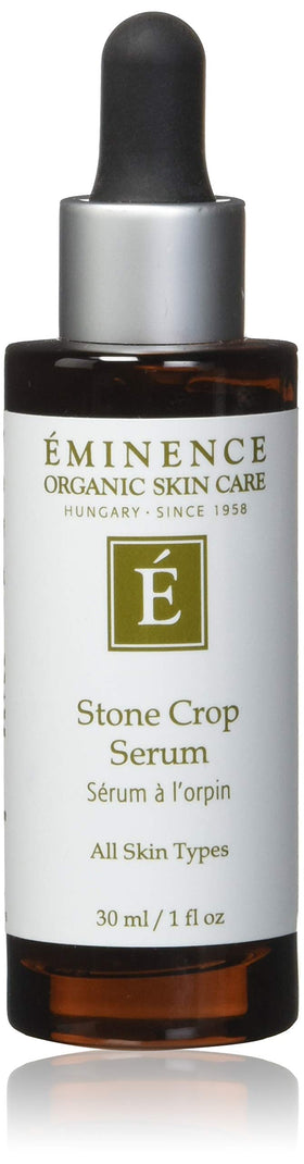 Eminence Stone Crop Serum front bottle showing 1 ounce size and clean packaging benefit