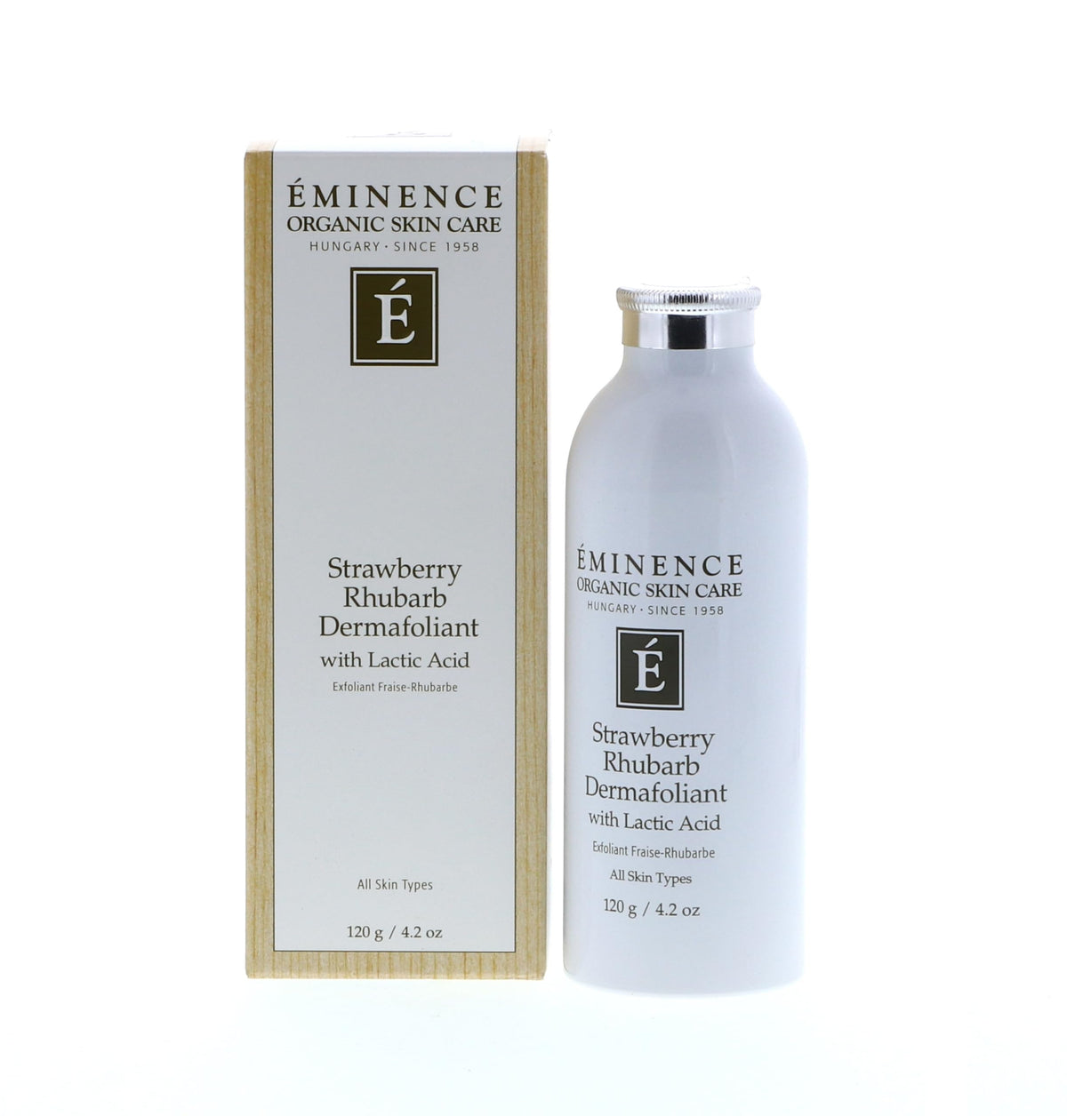 Eminence jar front view showing product packaging and clear labeling benefit