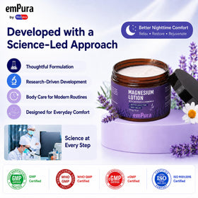 EMPURA bottle on bathroom shelf suggesting nightly routine and easy access
