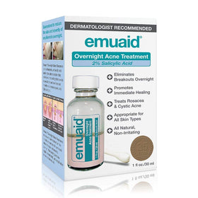 emuaid jar front view showing compact acne ointment and clear labeling benefit
