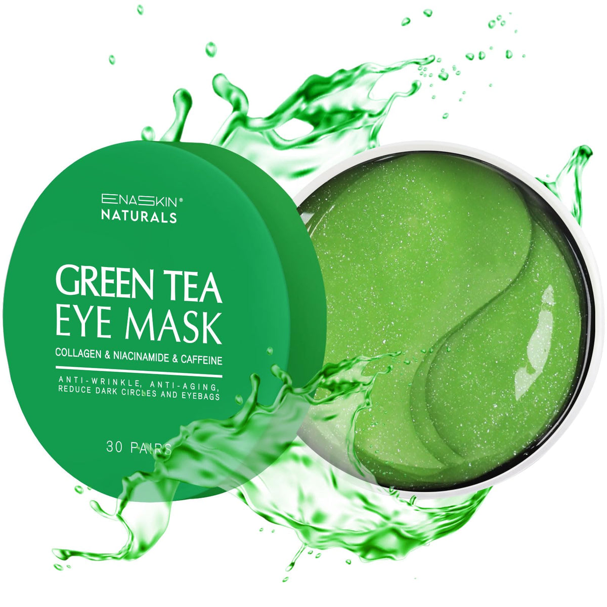 enaskin naturals front packaging showing 30 pairs and green tea benefits