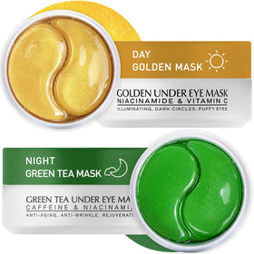 Enaskin Naturals front packaging showing both 24K Gold and Rosy Caffeine patches and benefits