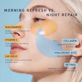 Enaskin Naturals gold patch on under-eye for brightening and morning refresh