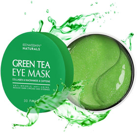 Enaskin Naturals green tea mask detail showing gel surface and brightening ingredients