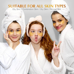 Enaskin Naturals pad being applied under eye demonstrating secure fit