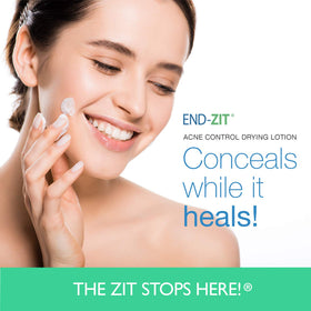 end-zit application on skin demonstrating spot concealment and drying benefit