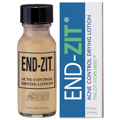 End-zit front packaging showing medium/dark tinted drying lotion for quick camouflage