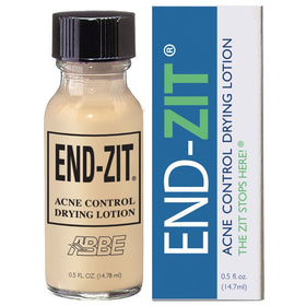 end-zit front packaging showing tube and tinted cap for quick treatment
