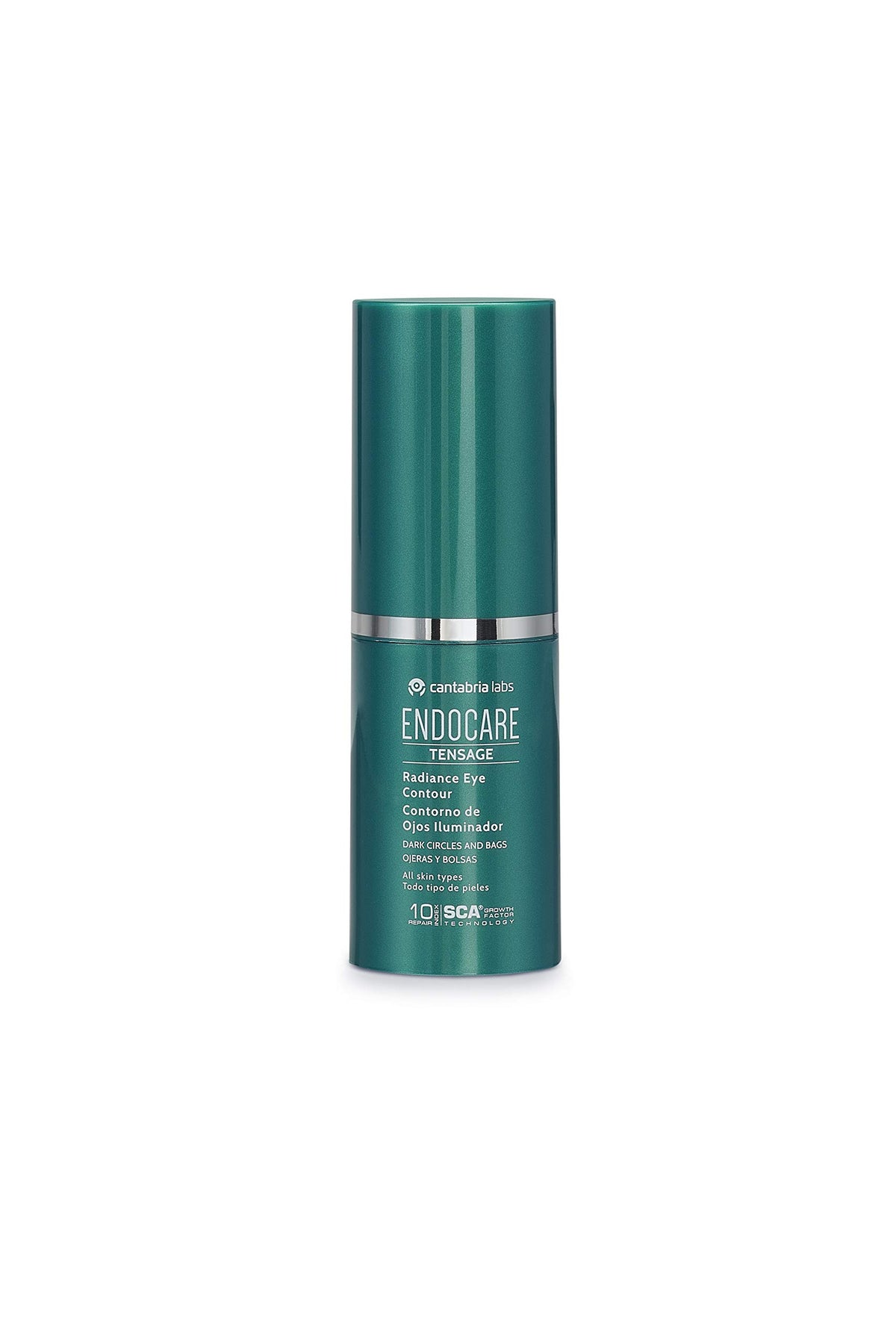 Endocare Tensage eye cream on fingertip demonstrating easy application