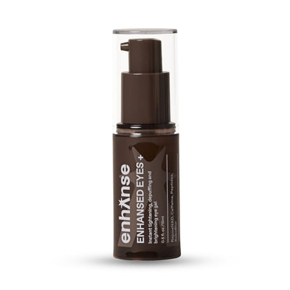 ENHANSE front packaging showing eye gel bottle and clear branding, suggests quick refresh