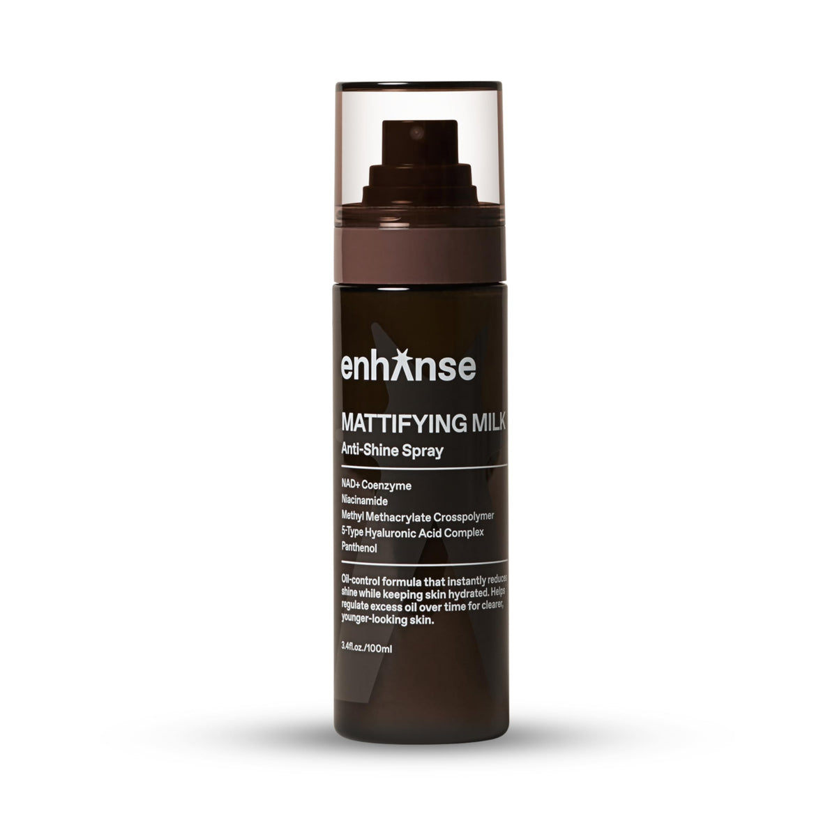 ENHANSE front packaging showing travel-size bottle and matte finish
