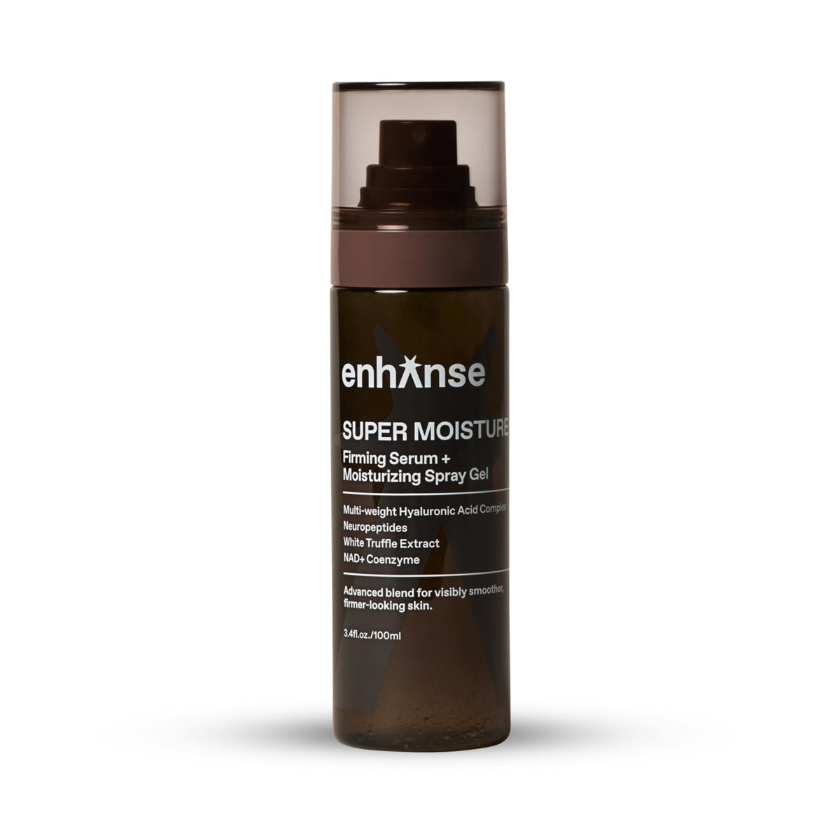 ENHANSE front bottle shot showing clear amber packaging and product name benefit