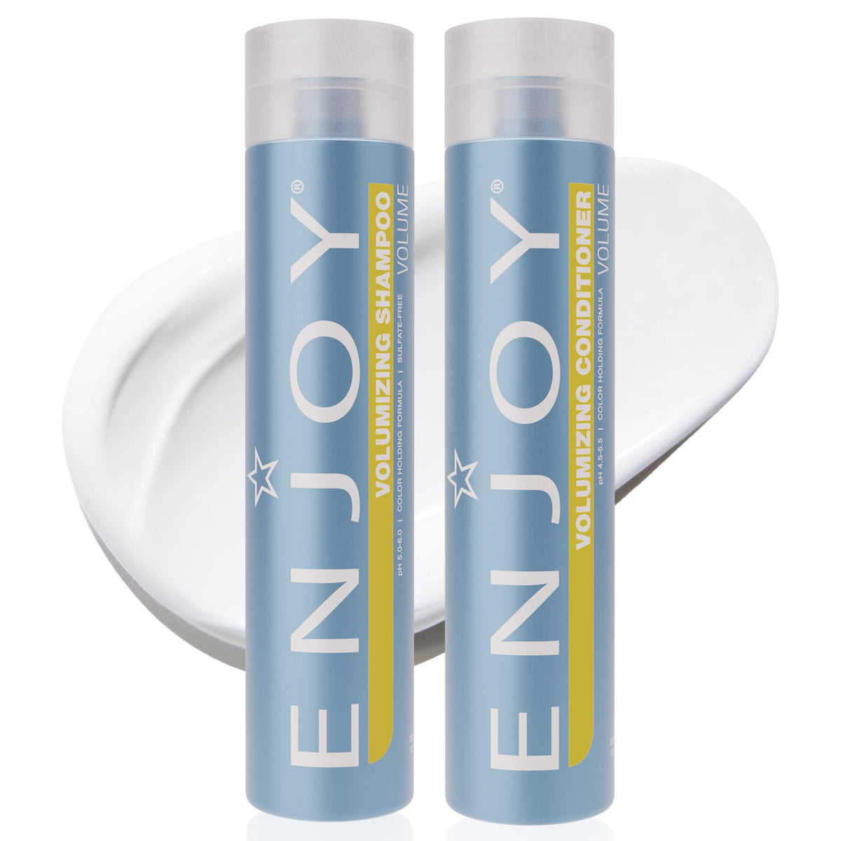 Enjoy duo front packaging showing bottles and volume benefits