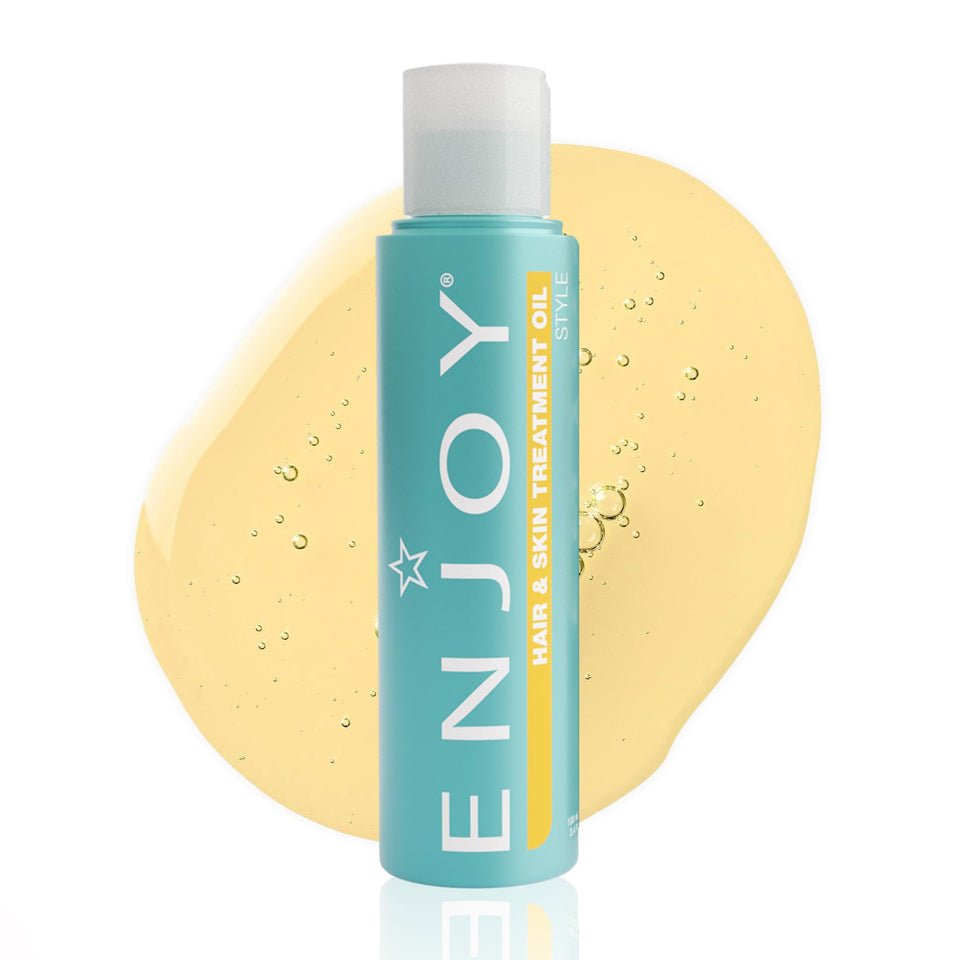 Enjoy front packaging showing bottle and cap with clear product visibility and benefit