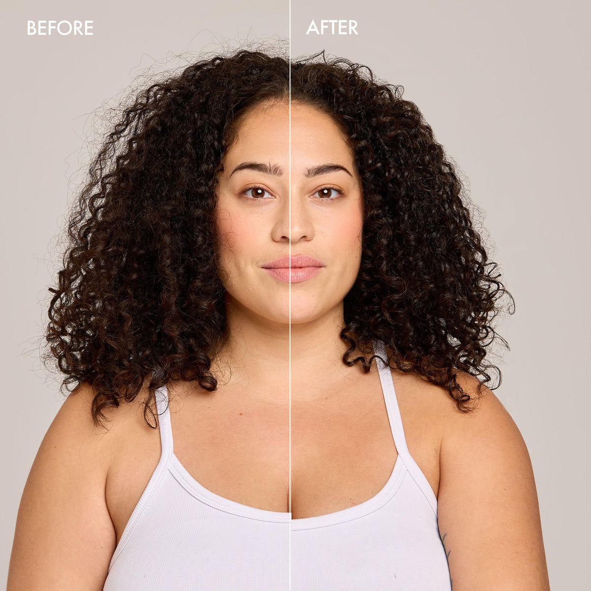 Enjoy before and after hair results showing reduced frizz and improved smoothness