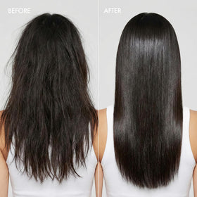 Enjoy hair mask before and after hair showing reduced frizz and shine