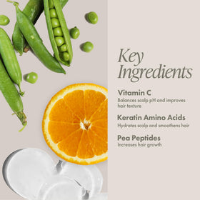 Enjoy hair mask pea protein ingredient visual, communicates plant-based strengthening benefit