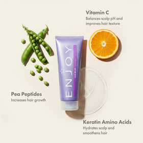 Enjoy hair mask dispensed from tube demonstrating easy application