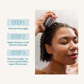 Enjoy curly hair in bathroom setting illustrating improved manageability benefit