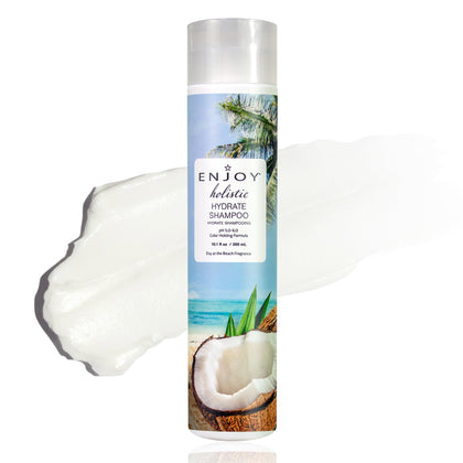 Enjoy bottle front packaging showing hydrating formula and size benefit
