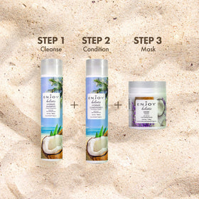Enjoy lifestyle beach-scent visual evoking bergamot and coconut freshness