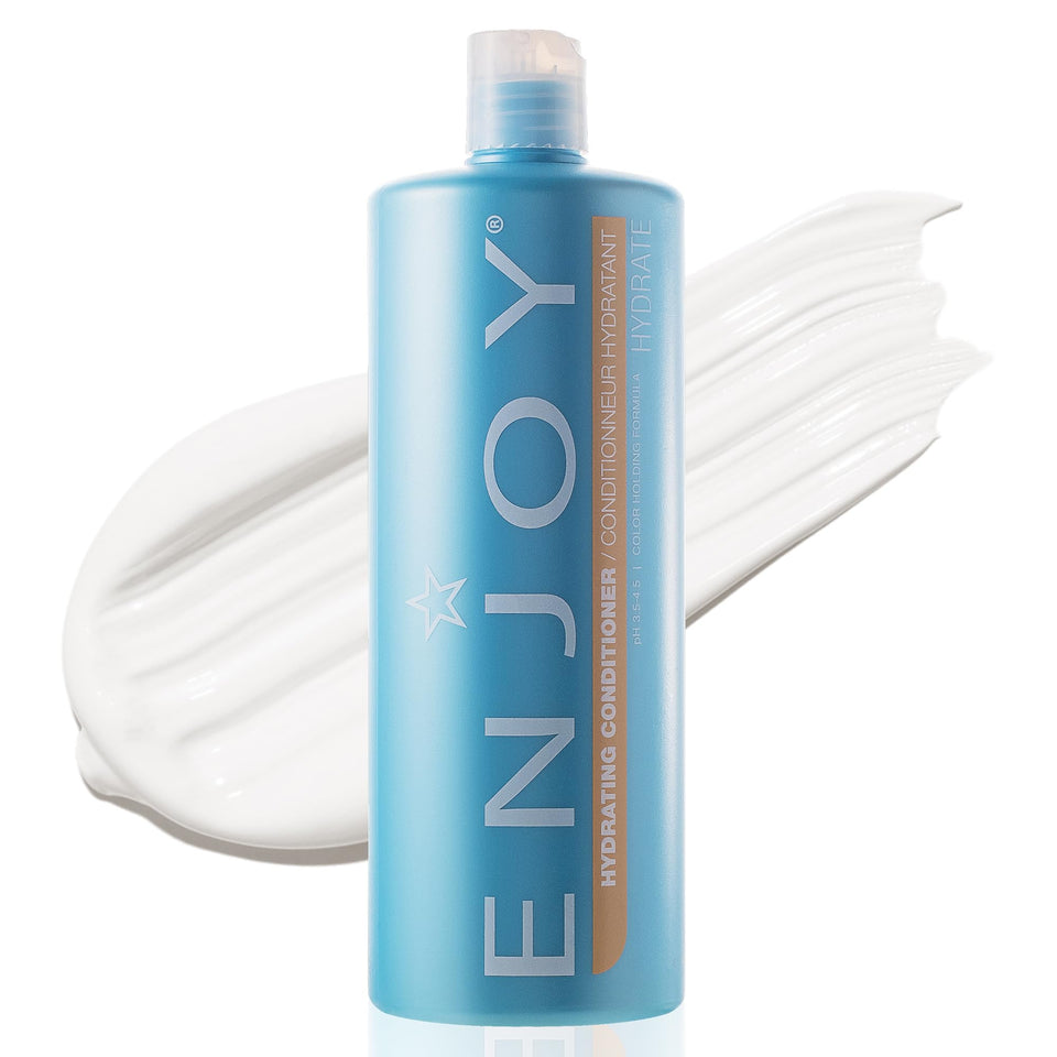 Enjoy hydrating conditioner front packaging showing 33.8 fl oz and benefits
