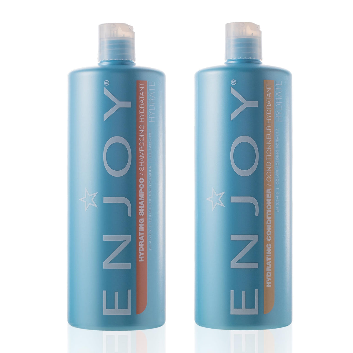 Enjoy front packaging showing duo bottles and clear product benefits