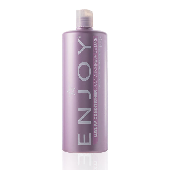 Enjoy bottle front view showing label and large 33.8 fl oz size, highlights value
