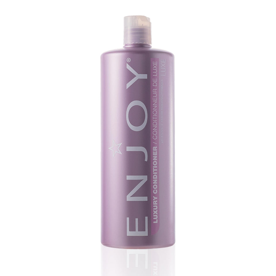 Enjoy bottle front view showing label and large 33.8 fl oz size, highlights value