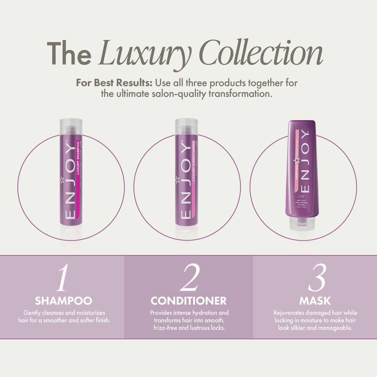 Enjoy styled hair after use showing reduced frizz and increased shine