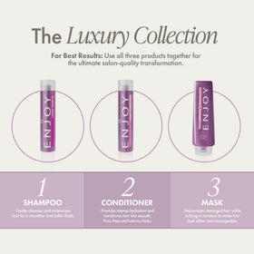 Enjoy styled hair after use showing reduced frizz and increased shine