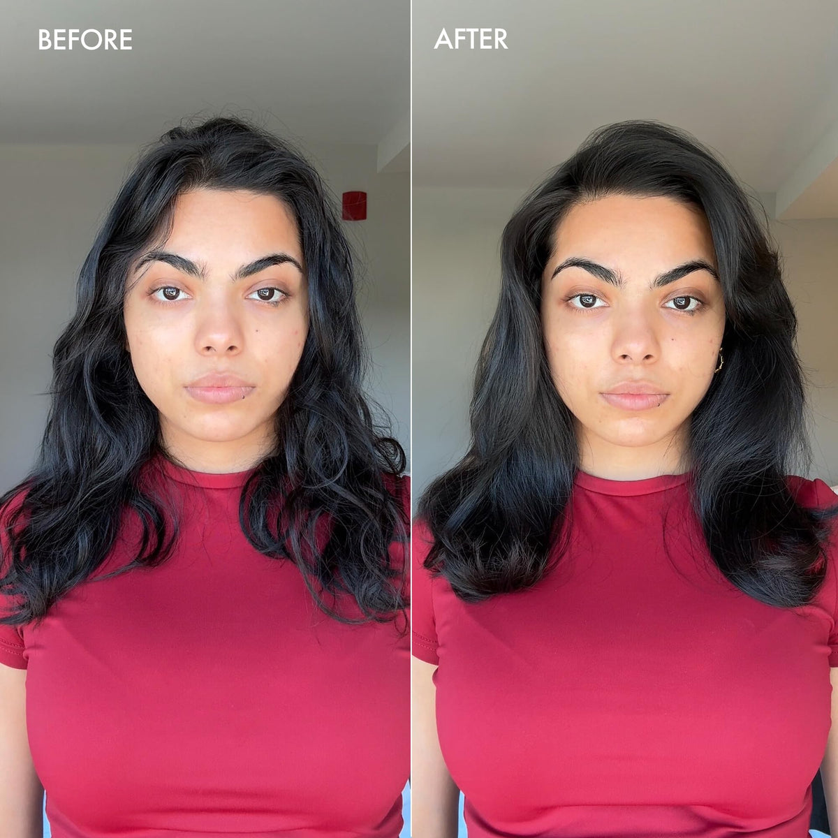 Application of Enjoy shampoo to scalp showing massage for stimulated, refreshed feeling