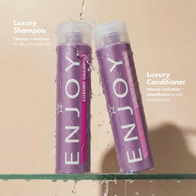 Enjoy close-up pump dispensing silky shampoo texture for easy application