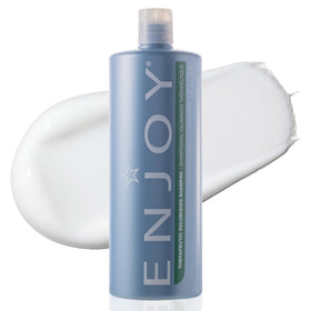 Enjoy shampoo front label showing bottle and benefits