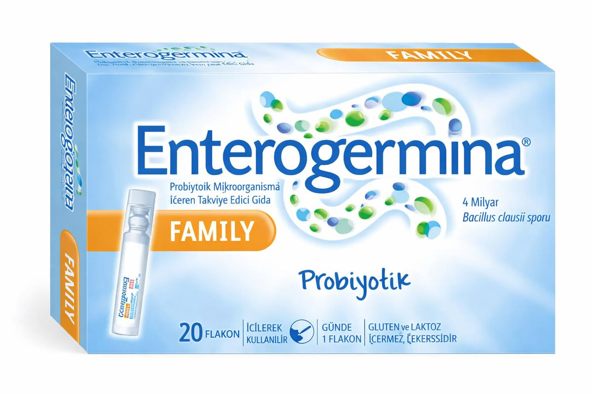 EnterogerminaAdult front pack view showing contents and compact design benefit