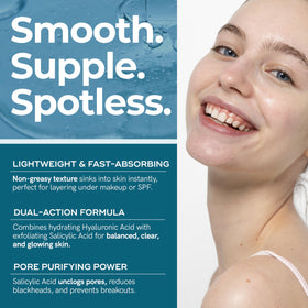 Hand applying Envy serum on cheek demonstrating easy absorption benefit