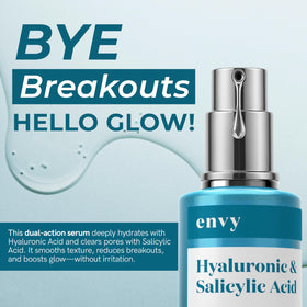 Envy dropper releasing clear serum to show lightweight hydrating texture