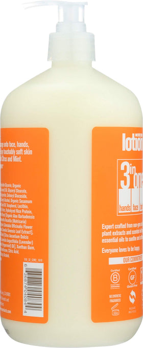 EO pump dispensing lotion demonstrating easy one-handed use and convenience