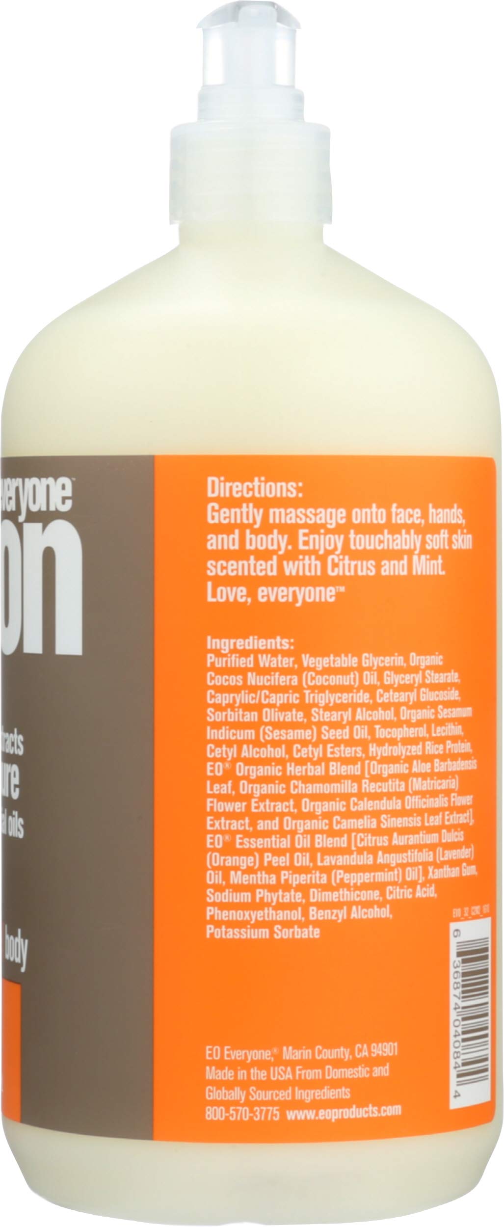 EO bottle beside a hand showing 32 fl oz scale for long-lasting supply