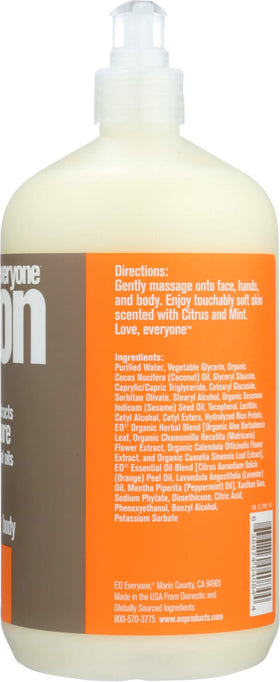 EO bottle beside a hand showing 32 fl oz scale for long-lasting supply