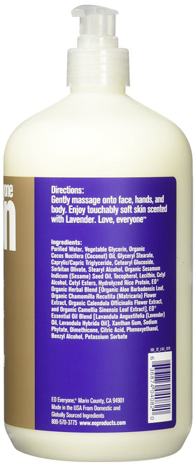 EO pump dispensing lotion texture close-up demonstrating lightweight hydration benefit