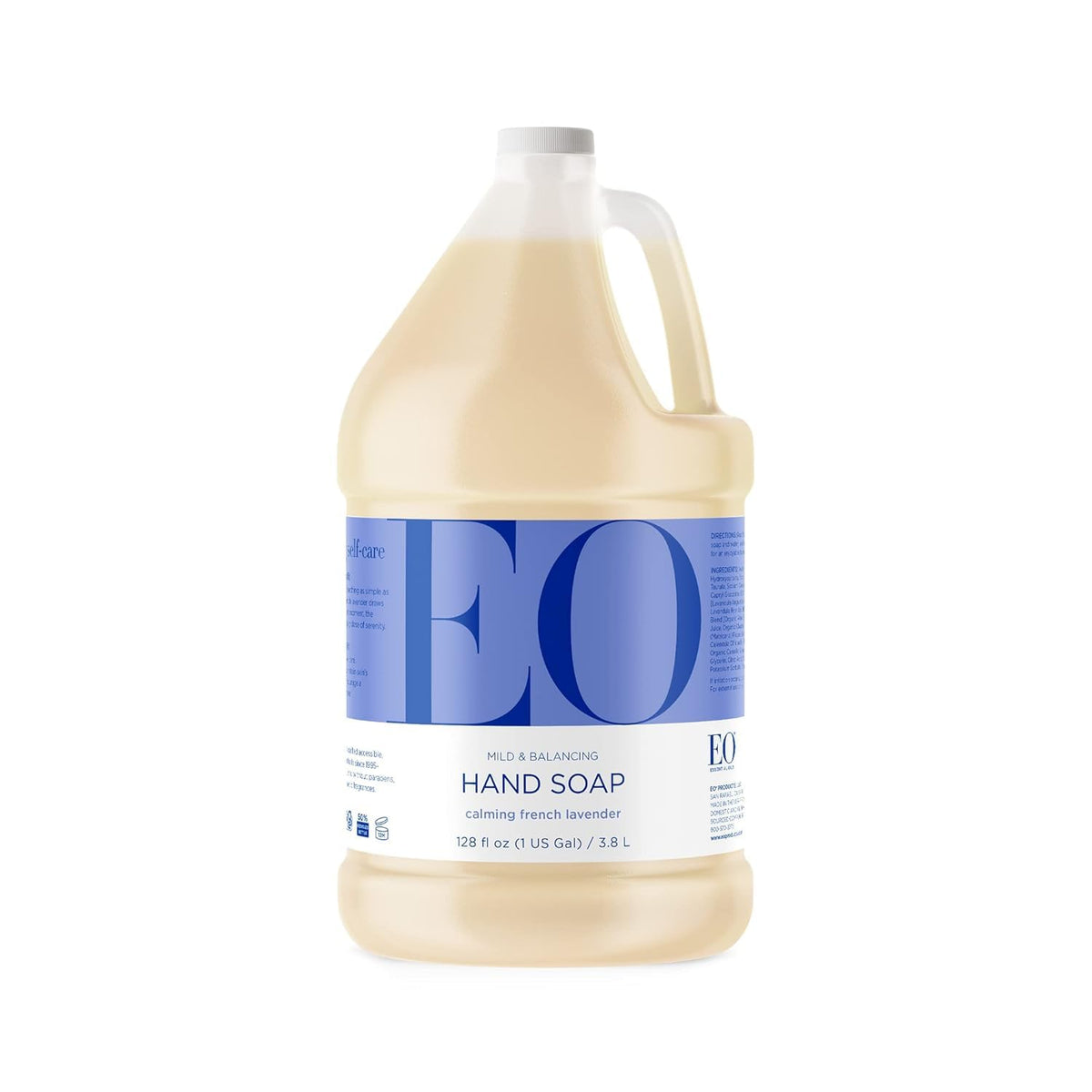 EO front label on 128 oz French Lavender refill showing product name and benefits